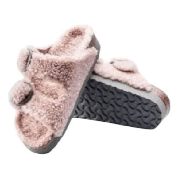 Birkenstock Papillio Arizona Big Buckle Shearling Pink Slip-On Sandals - Picture 4 of 7